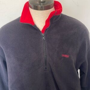 Guess quarter zip black with red trim pullover size small